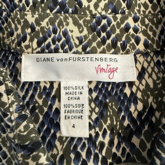 Diane Von Furtenberg 70s style Snake Print Silk Jersey Shirt Dress Size 4 - Picture 5 of 8